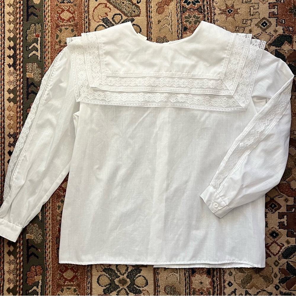 Vintage White Lace Sailor Collar Blouse